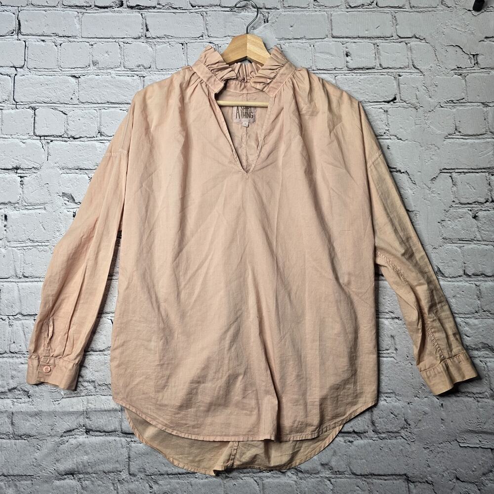 A Shirt Thing Penelope Cabo Collar 100% Cotton Blush Nude Pink Size Small‎